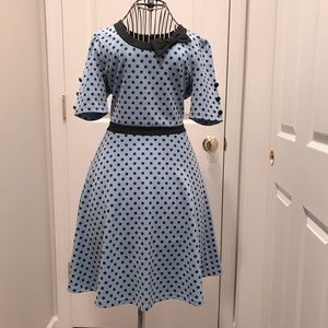 Sourpuss Women’s Polka Dot Blue & Black Dress -Size Small